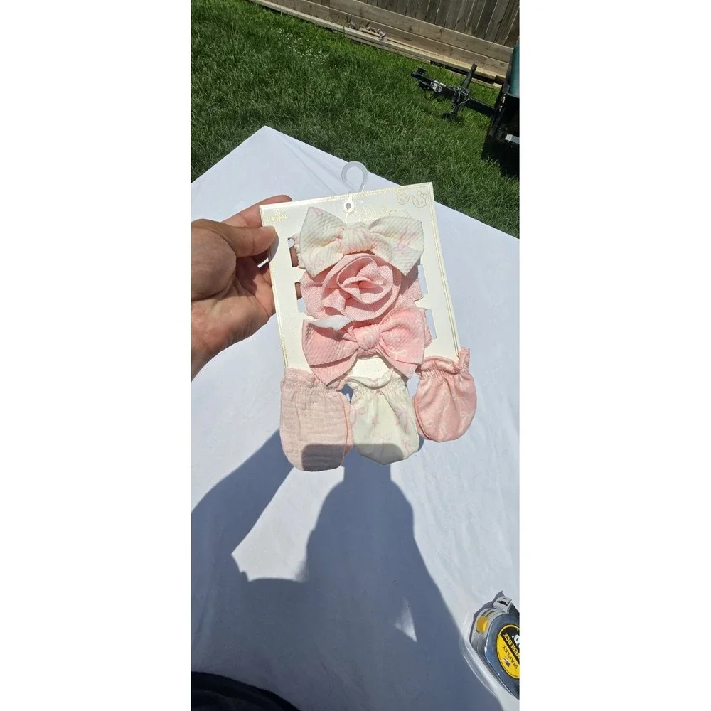 Ava Olivia 6-Piece Headband and Mitten Set Newborn Baby Girl